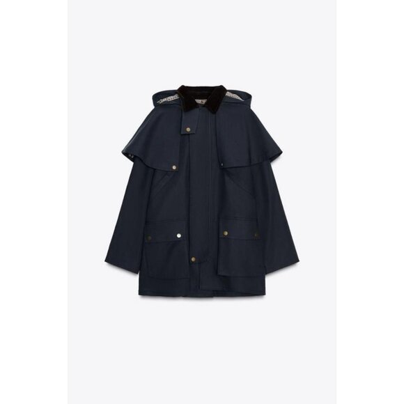 ZARA HOODED CONTRAST LAPEL TRENCH COAT ZW COLLECTION - Picture 5 of 8